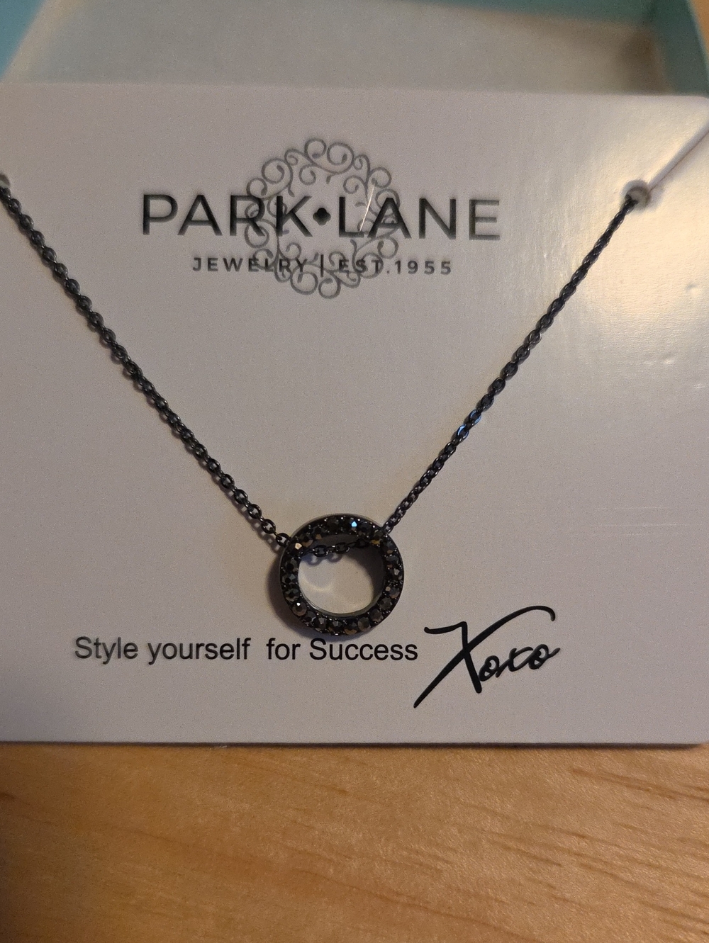 Park Lane Roo Black Pave Circle Pendant Necklace